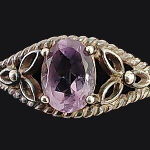 Vintage Avon RJ Graziano Sterling Silver Amethyst Filigree Ring Sz 9.75